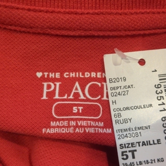 The Children's Place Red Short Sleeve Polo Dress size 5T - Picture 3 of 4